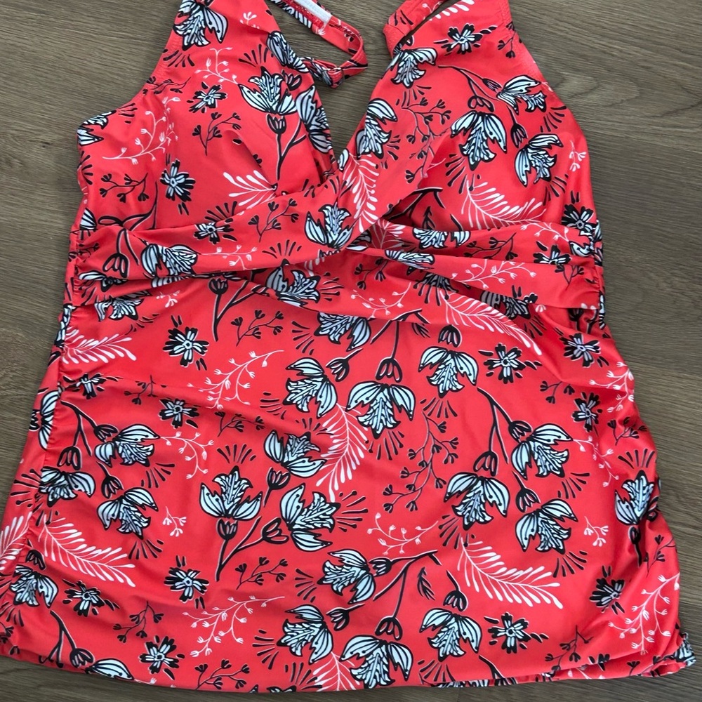 Floral Red Swimsuit Top